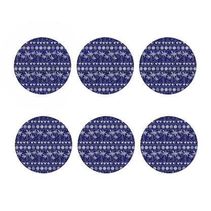 Blue Summer Coconut Pattern Print Coaster Set