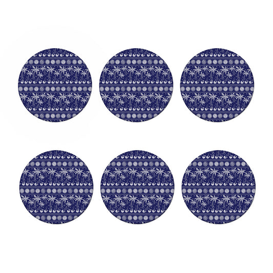 Blue Summer Coconut Pattern Print Coaster Set