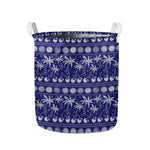 Blue Summer Coconut Pattern Print Collapsible Laundry Basket