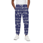 Blue Summer Coconut Pattern Print Cotton Pants
