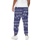 Blue Summer Coconut Pattern Print Cotton Pants