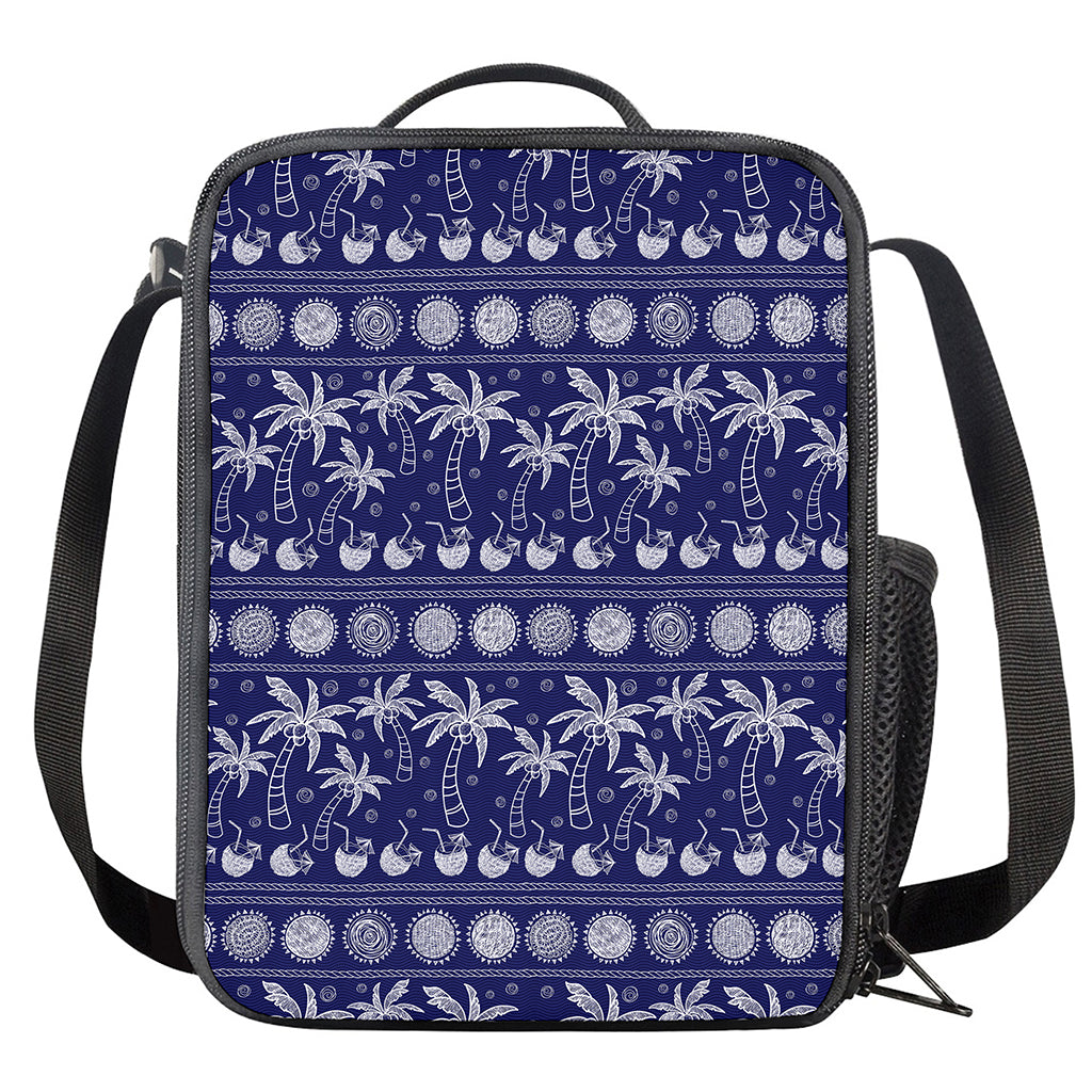 Blue Summer Coconut Pattern Print Crossbody Lunch Bag