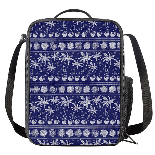 Blue Summer Coconut Pattern Print Crossbody Lunch Bag