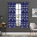 Blue Summer Coconut Pattern Print Grommet Curtain Panels