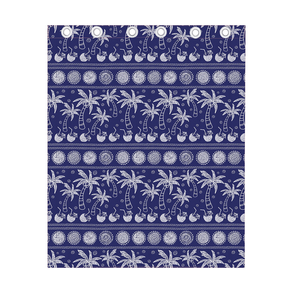 Blue Summer Coconut Pattern Print Curtain
