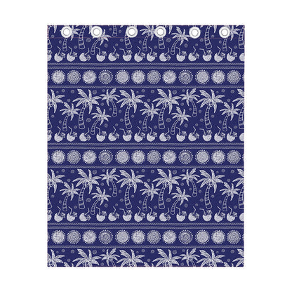 Blue Summer Coconut Pattern Print Curtain