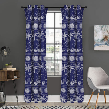 Blue Summer Coconut Pattern Print Curtain