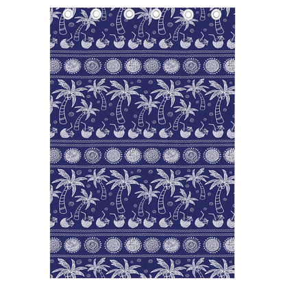 Blue Summer Coconut Pattern Print Curtain