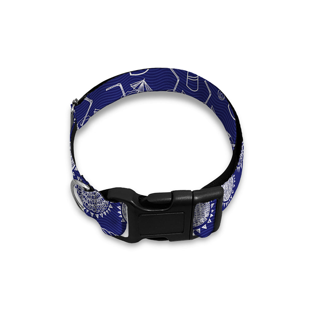 Blue Summer Coconut Pattern Print Dog Collar