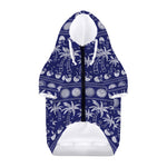 Blue Summer Coconut Pattern Print Dog Zip Up Hoodie