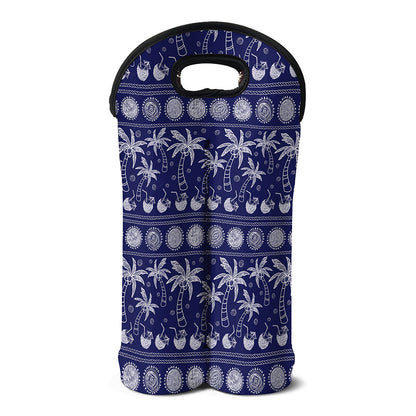 Blue Summer Coconut Pattern Print Double Neoprene Wine Tote