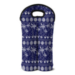Blue Summer Coconut Pattern Print Double Neoprene Wine Tote