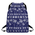 Blue Summer Coconut Pattern Print Drawstring Backpack