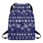 Blue Summer Coconut Pattern Print Drawstring Backpack