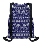 Blue Summer Coconut Pattern Print Drawstring Backpack