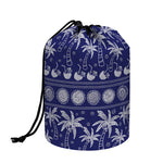 Blue Summer Coconut Pattern Print Drawstring Makeup Bag