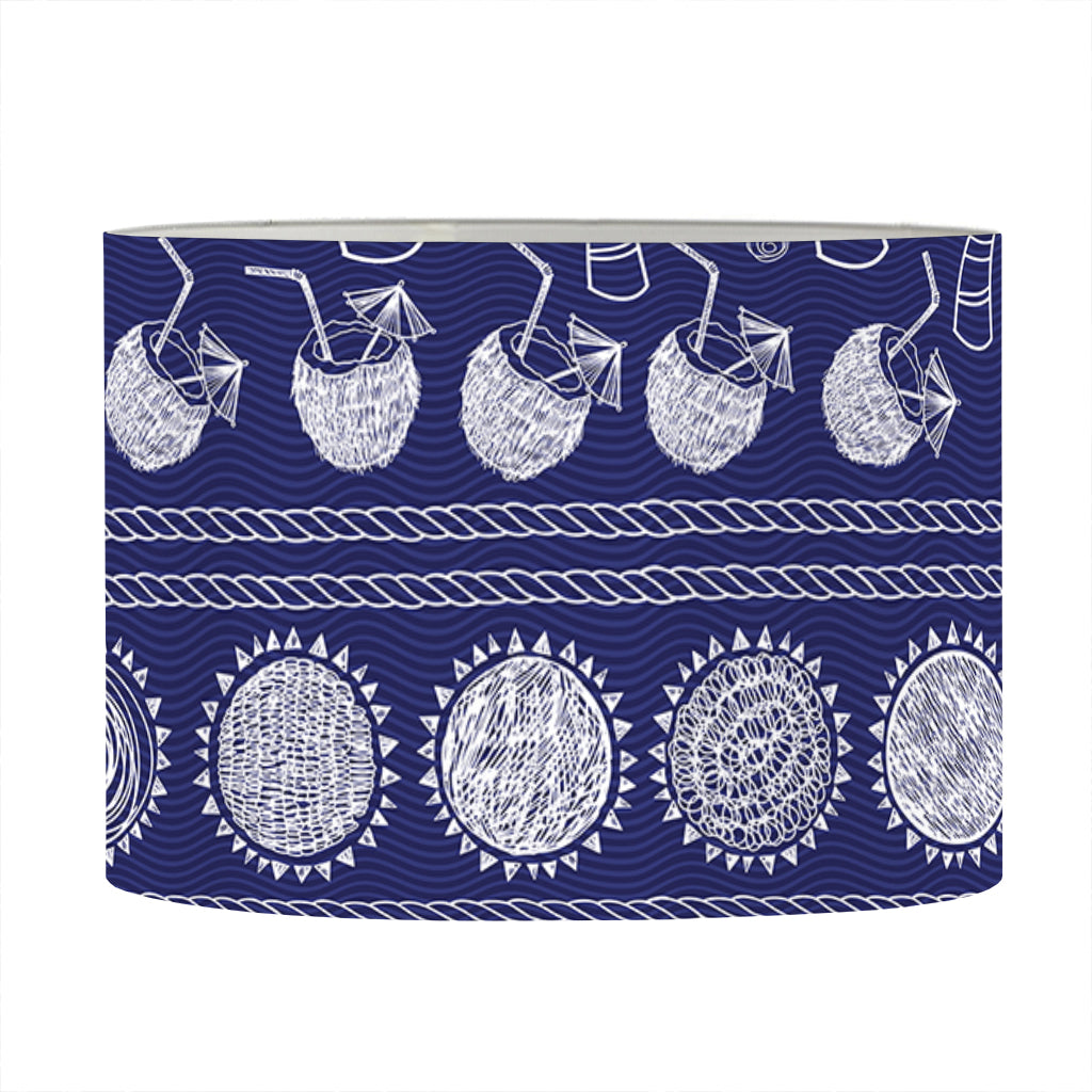 Blue Summer Coconut Pattern Print Drum Lamp Shade