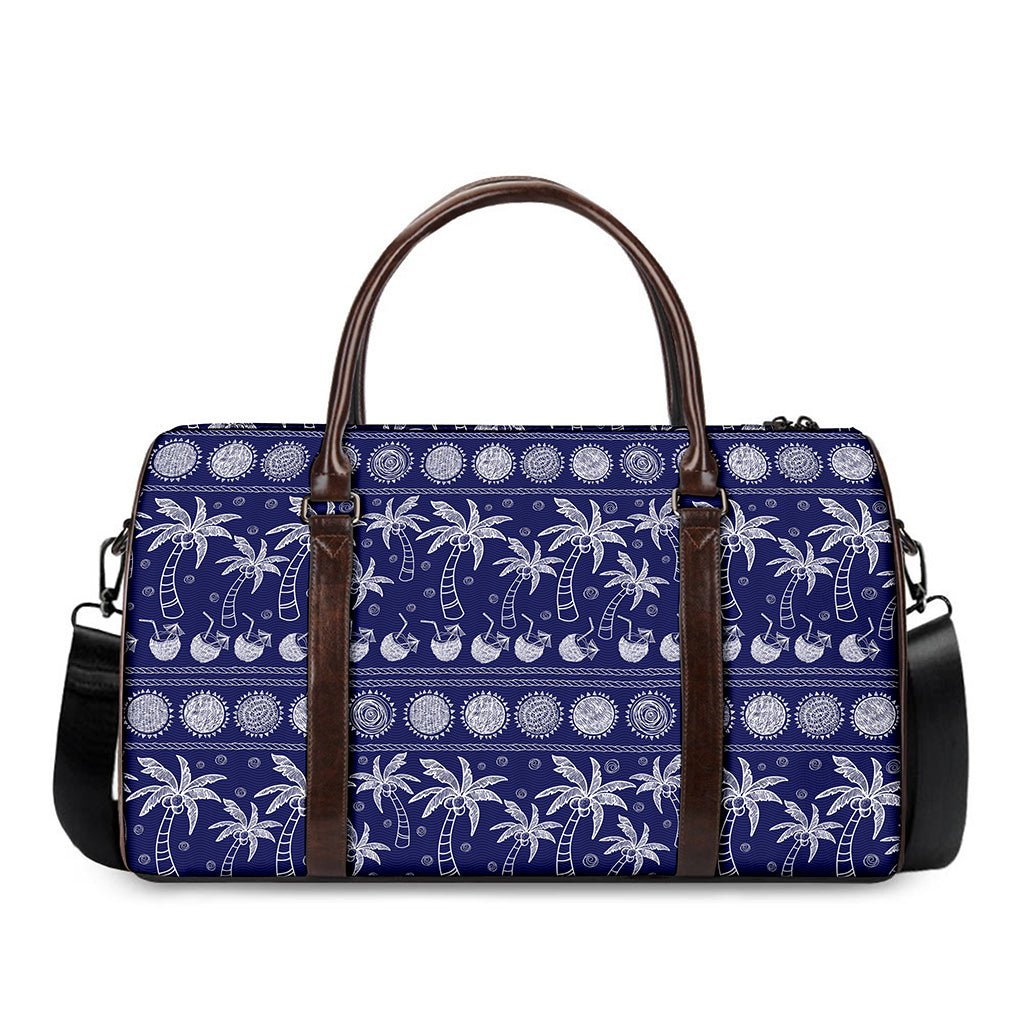 Blue Summer Coconut Pattern Print Duffle Bag