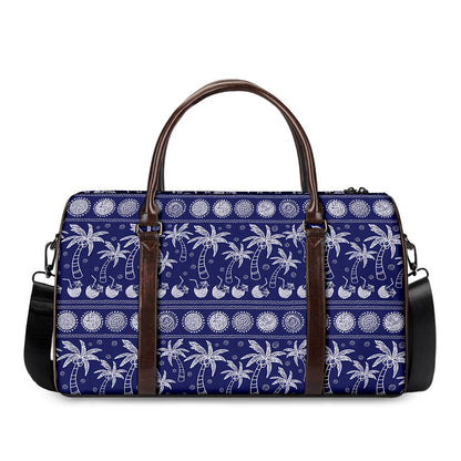 Blue Summer Coconut Pattern Print Duffle Bag