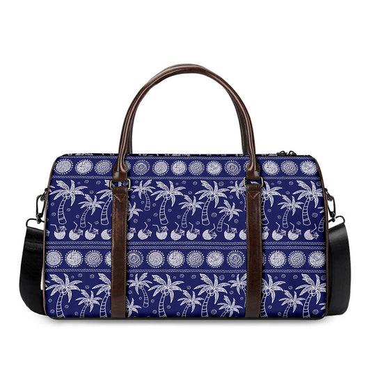 Blue Summer Coconut Pattern Print Duffle Bag