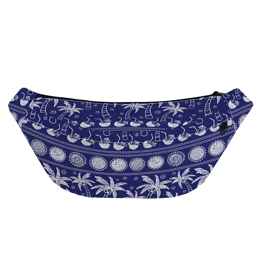 Blue Summer Coconut Pattern Print Fanny Pack