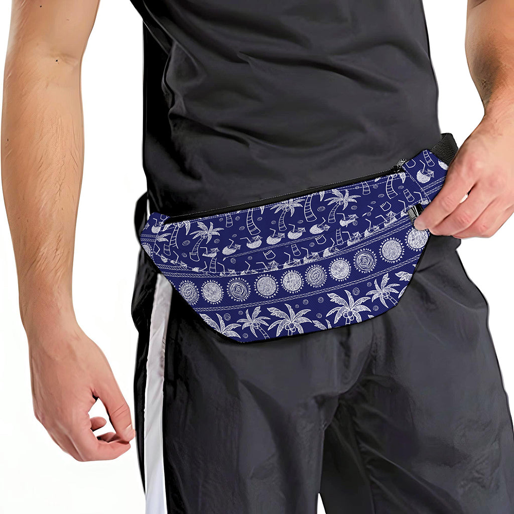 Blue Summer Coconut Pattern Print Fanny Pack