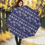Blue Summer Coconut Pattern Print Foldable Umbrella