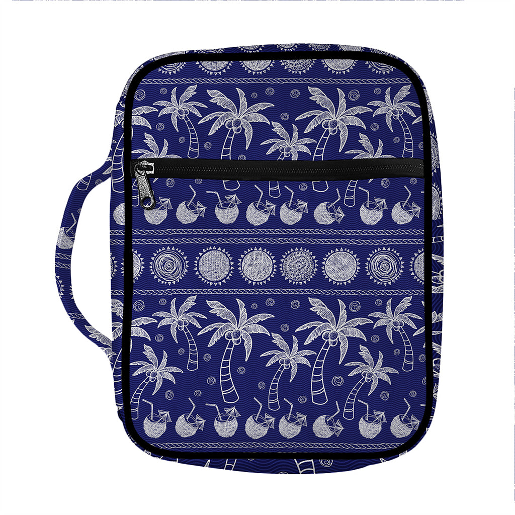 Blue Summer Coconut Pattern Print Front Pocket Bible Bag