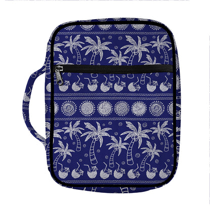 Blue Summer Coconut Pattern Print Front Pocket Bible Bag