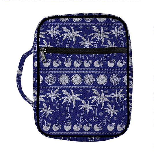 Blue Summer Coconut Pattern Print Front Pocket Bible Bag