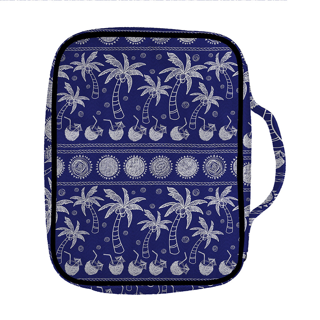 Blue Summer Coconut Pattern Print Front Pocket Bible Bag