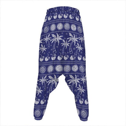 Blue Summer Coconut Pattern Print Hammer Pants