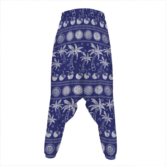 Blue Summer Coconut Pattern Print Hammer Pants