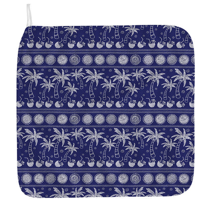 Blue Summer Coconut Pattern Print Hand Towel