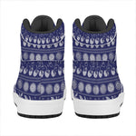 Blue Summer Coconut Pattern Print High Top Leather Sneakers