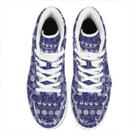 Blue Summer Coconut Pattern Print High Top Leather Sneakers