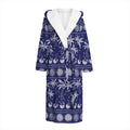 Blue Summer Coconut Pattern Print Hooded Bathrobe