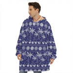 Blue Summer Coconut Pattern Print Hoodie Blanket