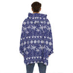 Blue Summer Coconut Pattern Print Hoodie Blanket