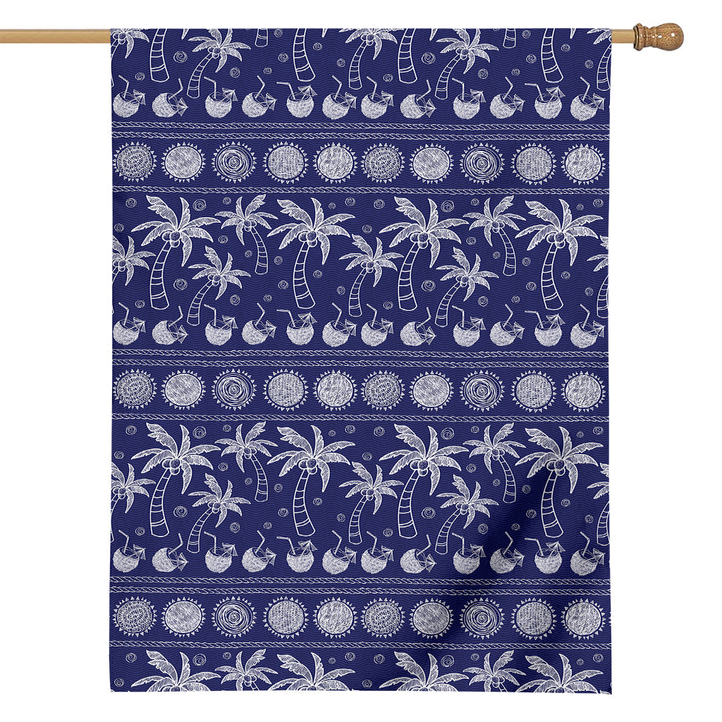 Blue Summer Coconut Pattern Print House Flag