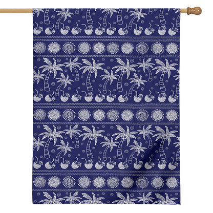 Blue Summer Coconut Pattern Print House Flag
