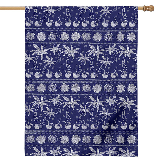 Blue Summer Coconut Pattern Print House Flag
