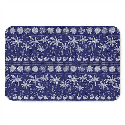 Blue Summer Coconut Pattern Print Indoor Door Mat