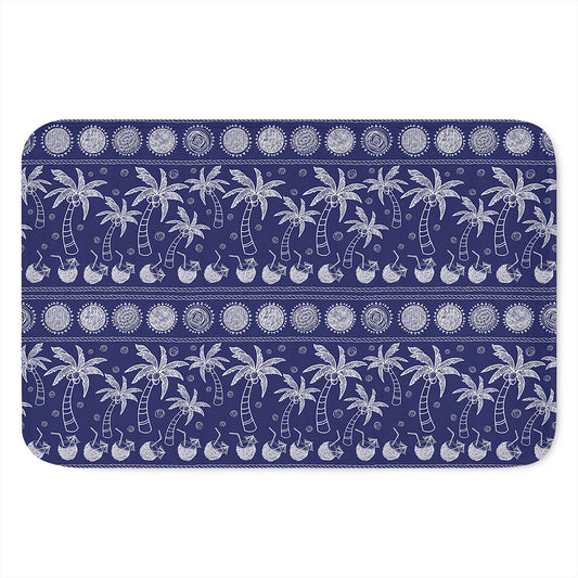 Blue Summer Coconut Pattern Print Indoor Door Mat