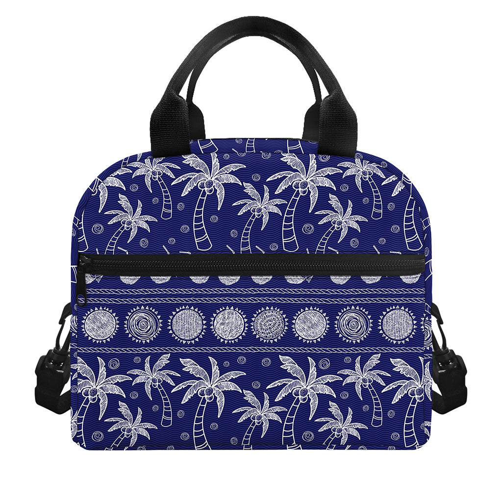 Blue Summer Coconut Pattern Print Insulated Lunch Bag