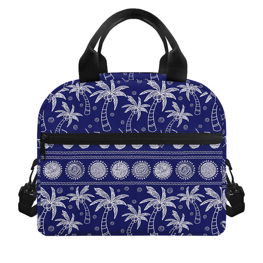 Blue Summer Coconut Pattern Print Insulated Lunch Bag