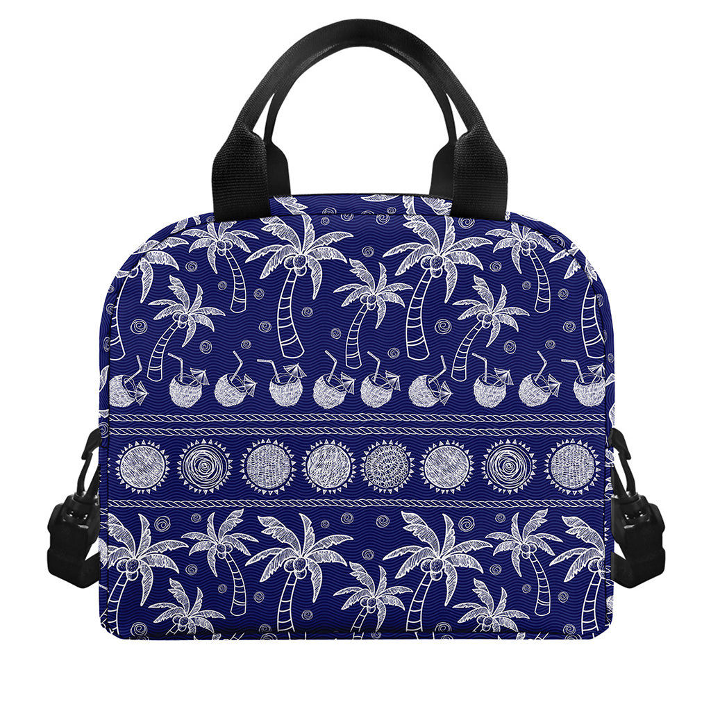Blue Summer Coconut Pattern Print Insulated Lunch Bag