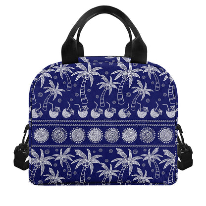 Blue Summer Coconut Pattern Print Insulated Lunch Bag