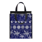 Blue Summer Coconut Pattern Print Insulated Lunch Tote