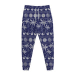 Blue Summer Coconut Pattern Print Jogger Pants